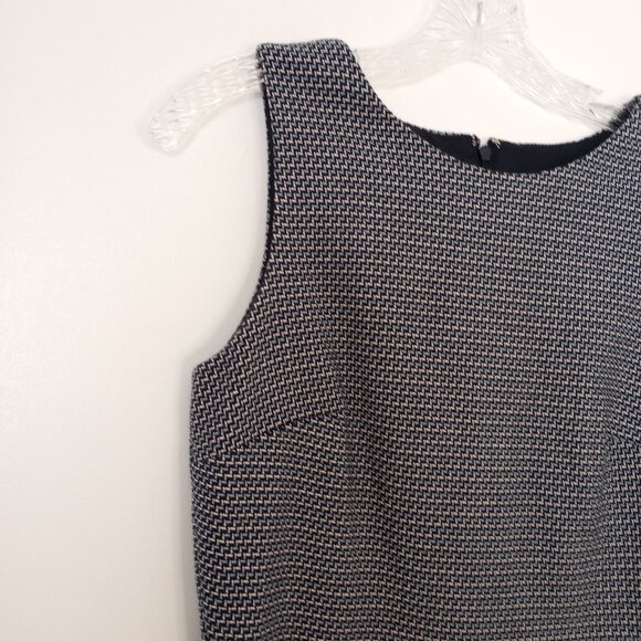 Loft Blue Tweed Fringe Hem Career Dress - Picture 2 of 10